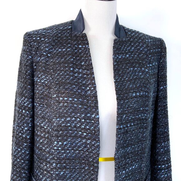 Elie Tahari Tori Blue Metallic Tweed Blazer Sz 10 - Picture 10 of 16